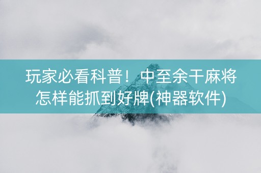 玩家必看科普！中至余干麻将怎样能抓到好牌(神器软件)