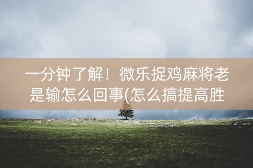 一分钟了解！微乐捉鸡麻将老是输怎么回事(怎么搞提高胜率)