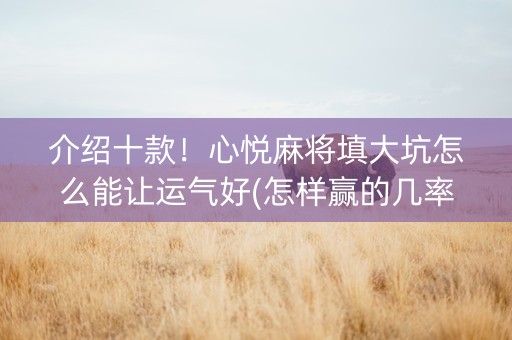 介绍十款！心悦麻将填大坑怎么能让运气好(怎样赢的几率大)