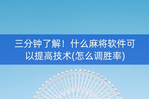 三分钟了解！什么麻将软件可以提高技术(怎么调胜率)