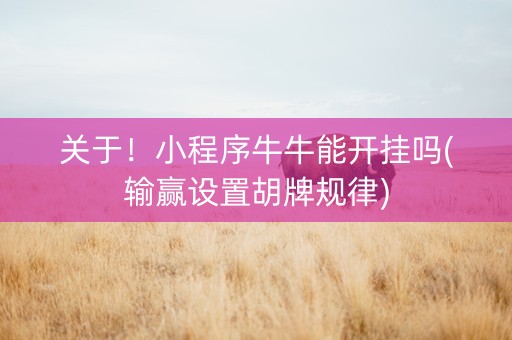 关于！小程序牛牛能开挂吗(输赢设置胡牌规律)