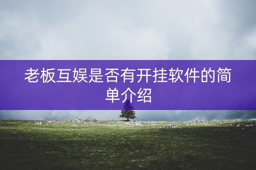 老板互娱是否有开挂软件的简单介绍