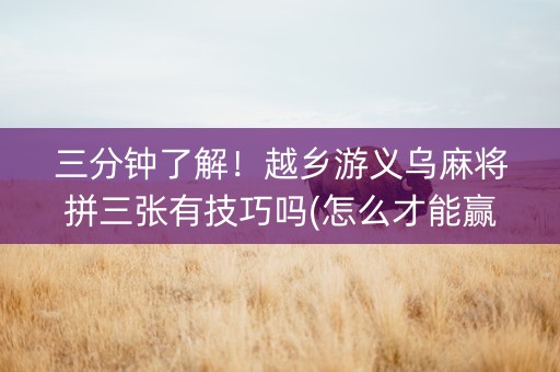 三分钟了解！越乡游义乌麻将拼三张有技巧吗(怎么才能赢)