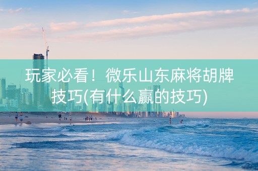 玩家必看！微乐山东麻将胡牌技巧(有什么赢的技巧)