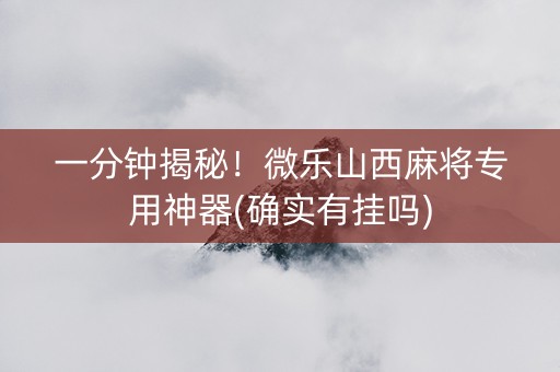 一分钟揭秘！微乐山西麻将专用神器(确实有挂吗)