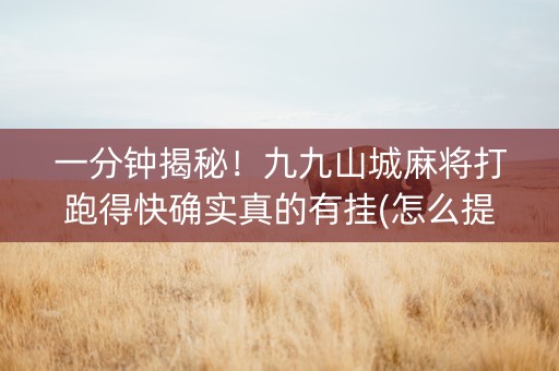 一分钟揭秘！九九山城麻将打跑得快确实真的有挂(怎么提高胡牌率)