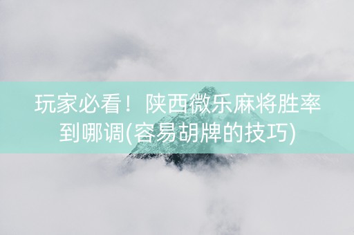 玩家必看！陕西微乐麻将胜率到哪调(容易胡牌的技巧)