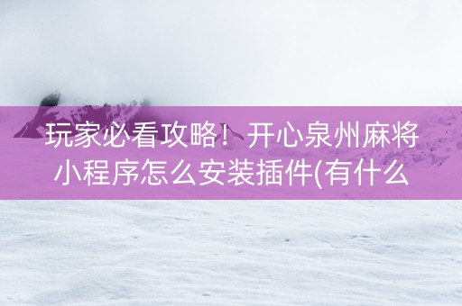 玩家必看攻略！开心泉州麻将小程序怎么安装插件(有什么规律)