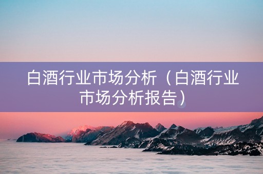 白酒行业市场分析（白酒行业市场分析报告）