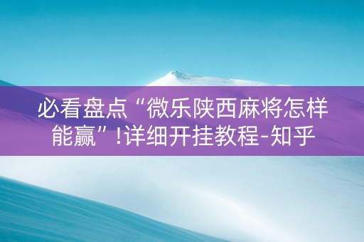 必看盘点“微乐陕西麻将怎样能赢”!详细开挂教程-知乎