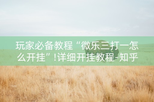 玩家必备教程“微乐三打一怎么开挂”!详细开挂教程-知乎