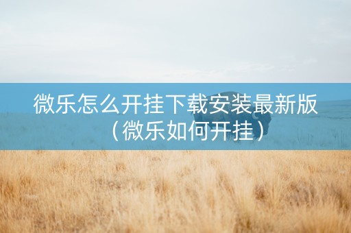 微乐怎么开挂下载安装最新版（微乐如何开挂）