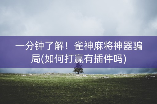 一分钟了解！雀神麻将神器骗局(如何打赢有插件吗)