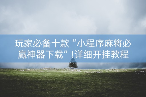 玩家必备十款“小程序麻将必赢神器下载”!详细开挂教程-知乎