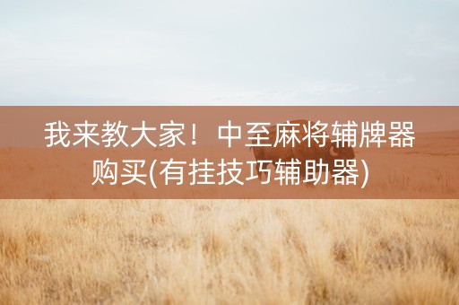 我来教大家！中至麻将辅牌器购买(有挂技巧辅助器)