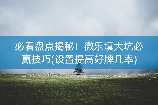 必看盘点揭秘！微乐填大坑必赢技巧(设置提高好牌几率)