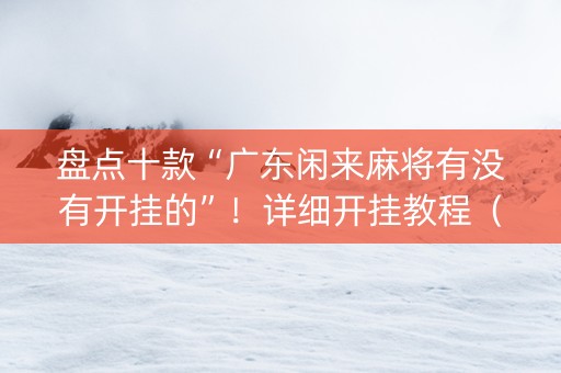 盘点十款“广东闲来麻将有没有开挂的”！详细开挂教程（确实真的有挂)-知乎