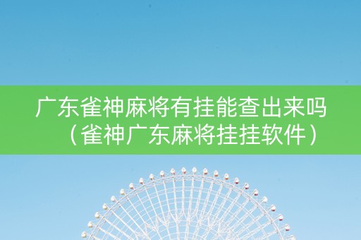 广东雀神麻将有挂能查出来吗（雀神广东麻将挂挂软件）
