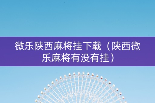 微乐陕西麻将挂下载（陕西微乐麻将有没有挂）