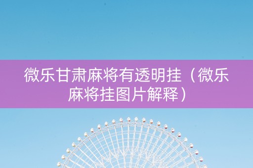 微乐甘肃麻将有透明挂（微乐麻将挂图片解释）