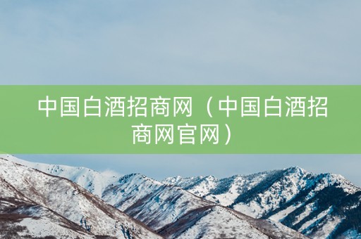 中国白酒招商网（中国白酒招商网官网）