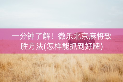 一分钟了解！微乐北京麻将致胜方法(怎样能抓到好牌)