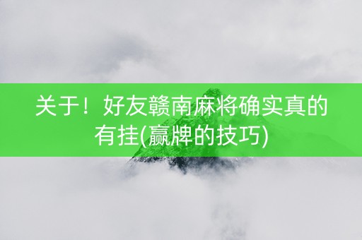 关于！好友赣南麻将确实真的有挂(赢牌的技巧)
