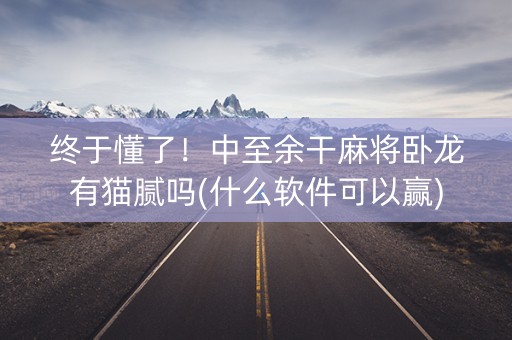 终于懂了！中至余干麻将卧龙有猫腻吗(什么软件可以赢)