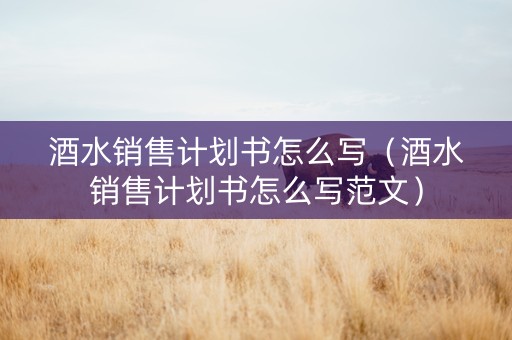 酒水销售计划书怎么写（酒水销售计划书怎么写范文）