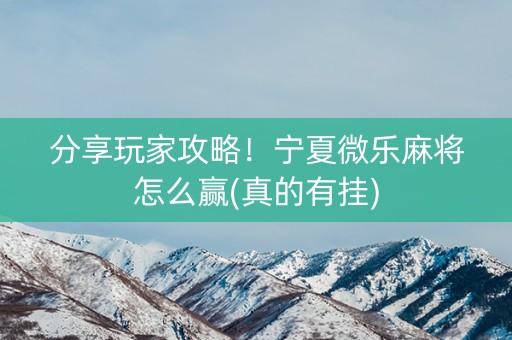 分享玩家攻略！宁夏微乐麻将怎么赢(真的有挂)