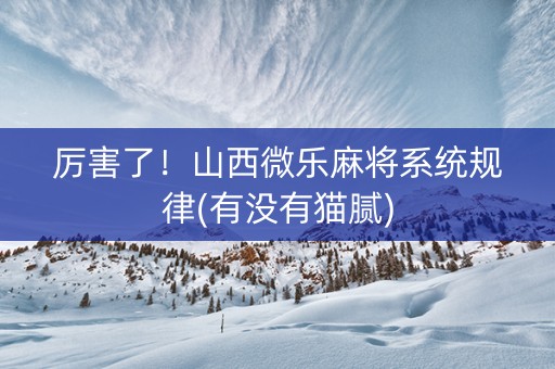 厉害了！山西微乐麻将系统规律(有没有猫腻)