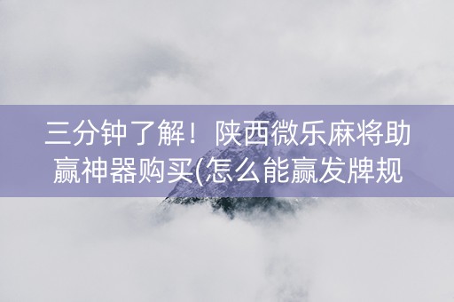 三分钟了解！陕西微乐麻将助赢神器购买(怎么能赢发牌规律)