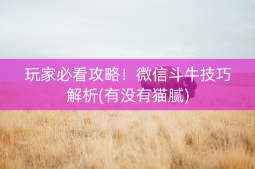 玩家必看攻略！微信斗牛技巧解析(有没有猫腻)
