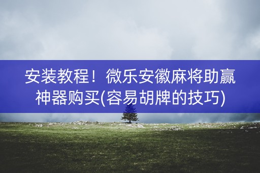 安装教程！微乐安徽麻将助赢神器购买(容易胡牌的技巧)