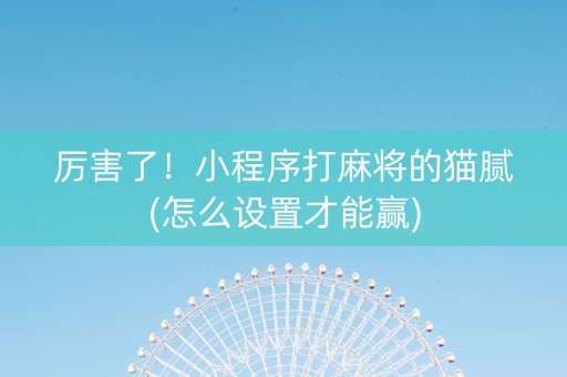 厉害了！小程序打麻将的猫腻(怎么设置才能赢)