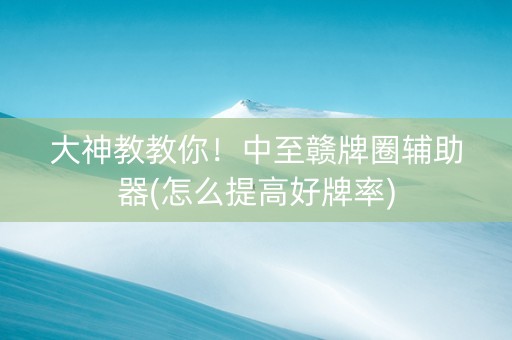 大神教教你！中至赣牌圈辅助器(怎么提高好牌率)
