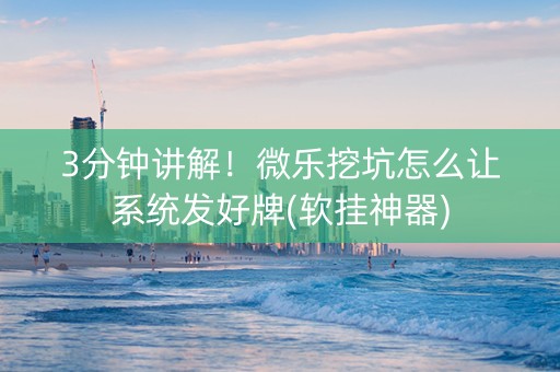 3分钟讲解！微乐挖坑怎么让系统发好牌(软挂神器)