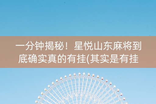 一分钟揭秘！星悦山东麻将到底确实真的有挂(其实是有挂确实有挂)