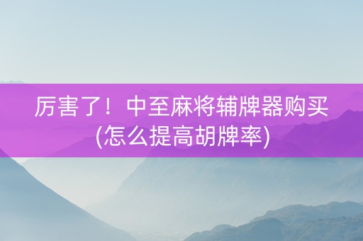 厉害了！中至麻将辅牌器购买(怎么提高胡牌率)