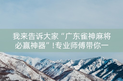 我来告诉大家“广东雀神麻将必赢神器”!专业师傅带你一起了解（详细教程）-知乎