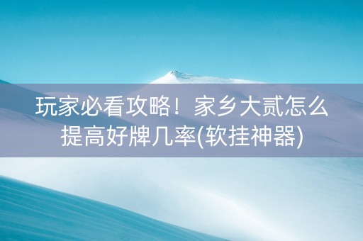 玩家必看攻略！家乡大贰怎么提高好牌几率(软挂神器)