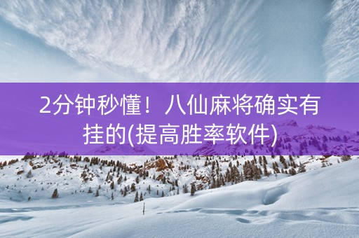 2分钟秒懂！八仙麻将确实有挂的(提高胜率软件)