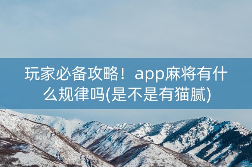 玩家必备攻略！app麻将有什么规律吗(是不是有猫腻)