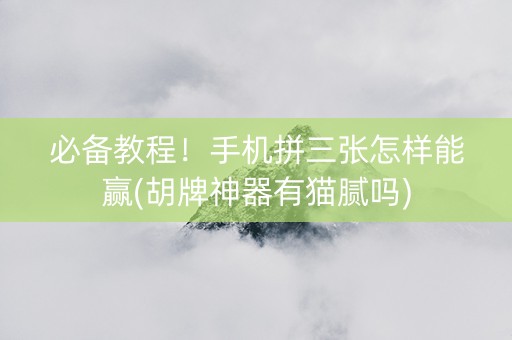 必备教程！手机拼三张怎样能赢(胡牌神器有猫腻吗)