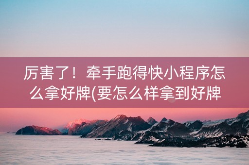 厉害了！牵手跑得快小程序怎么拿好牌(要怎么样拿到好牌)