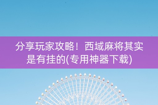 分享玩家攻略！西域麻将其实是有挂的(专用神器下载)