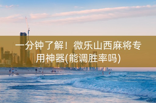 一分钟了解！微乐山西麻将专用神器(能调胜率吗)