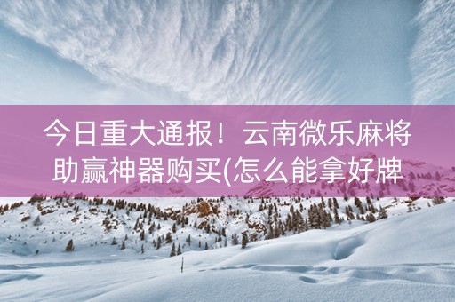 今日重大通报！云南微乐麻将助赢神器购买(怎么能拿好牌)