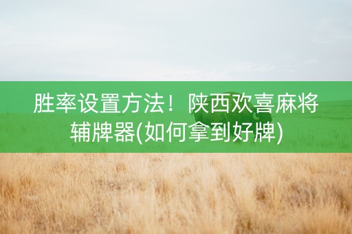 胜率设置方法！陕西欢喜麻将辅牌器(如何拿到好牌)