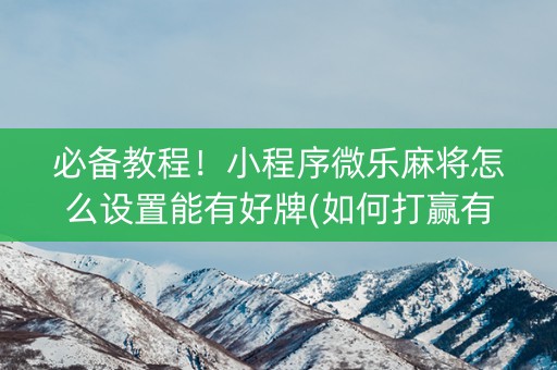 必备教程！小程序微乐麻将怎么设置能有好牌(如何打赢有插件吗)